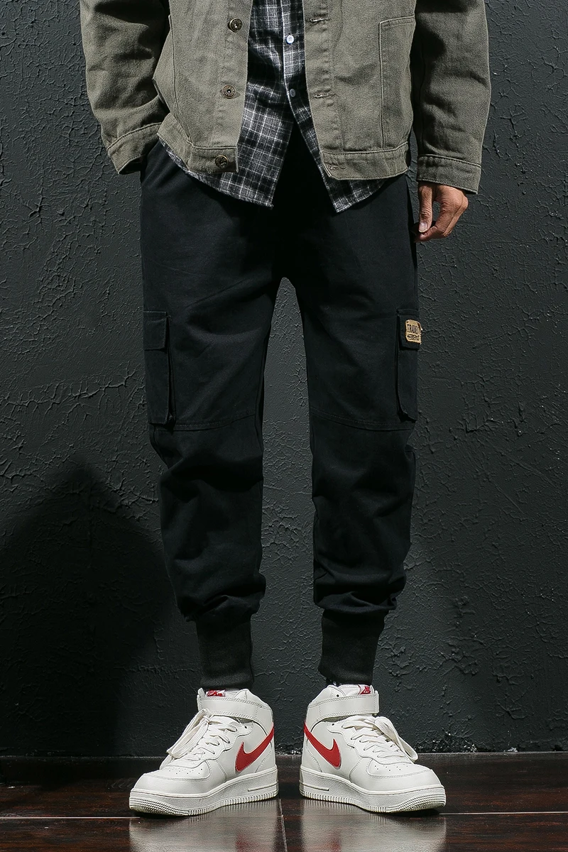 Мужские Винтажные брюки карго модные спортивные штаны цвета хаки с карманами в