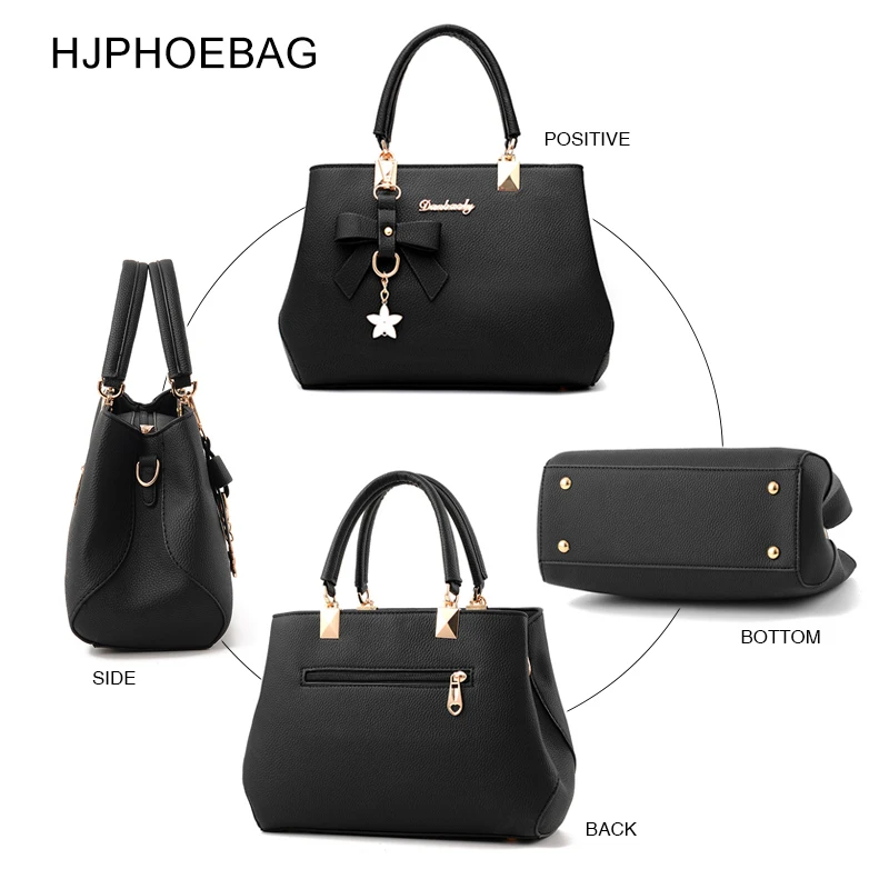 Брендовая женская сумка-тоут HJPHOEBAG с металлическим украшением однотонная сумка