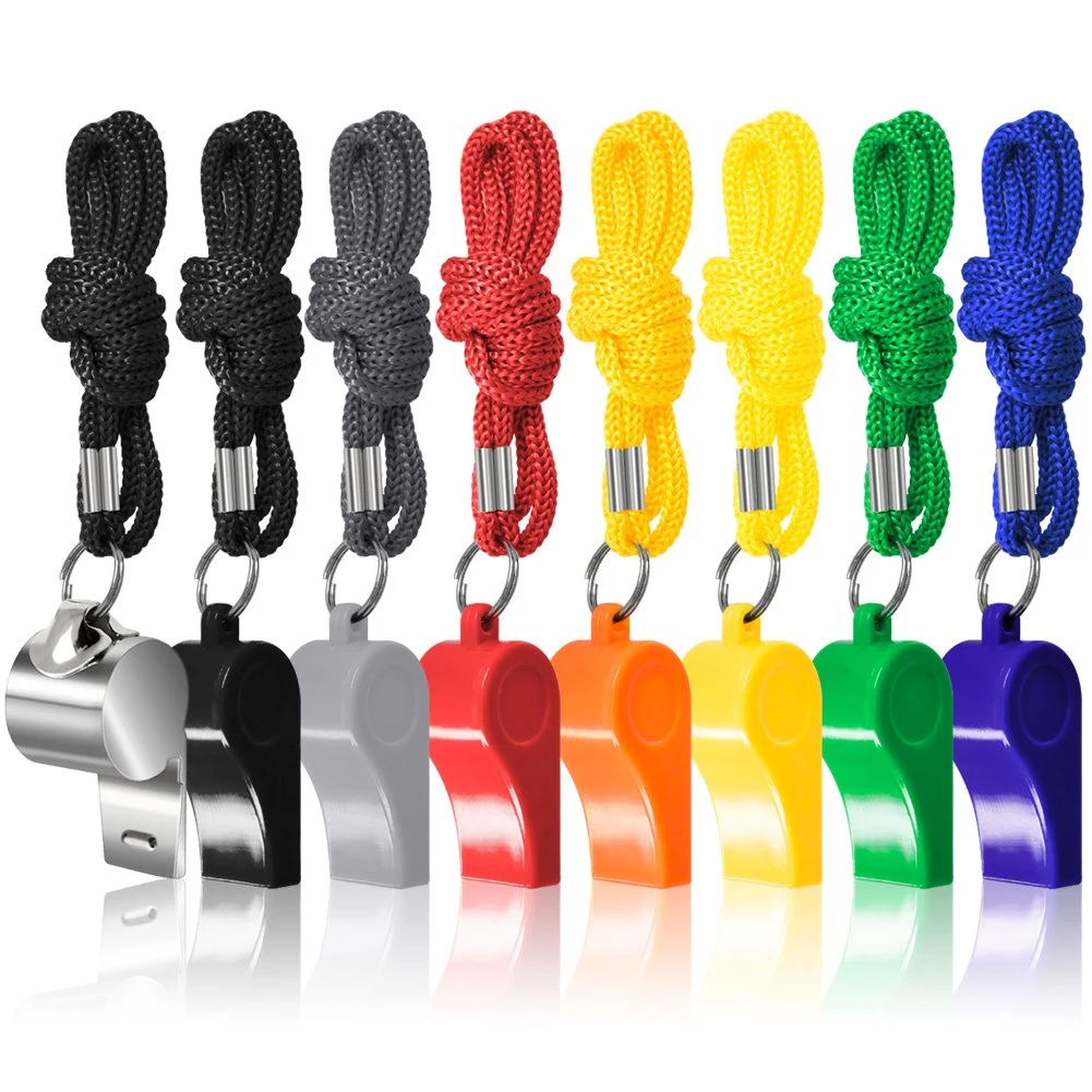 

8Pcs Stainless Steel With Rope Referee Whistles Party Training School Sport Game Soccer Basketball Rugby Cheerleading Tools