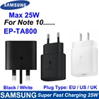 Оригинальное Супербыстрое зарядное устройство для Samsung Note 10, зарядное устройство 25 Вт с вилкой для ЕССШАВеликобритании, адаптер питания для Galaxy S10 + Note 7 8 9 Note 10 Plus (5G)
