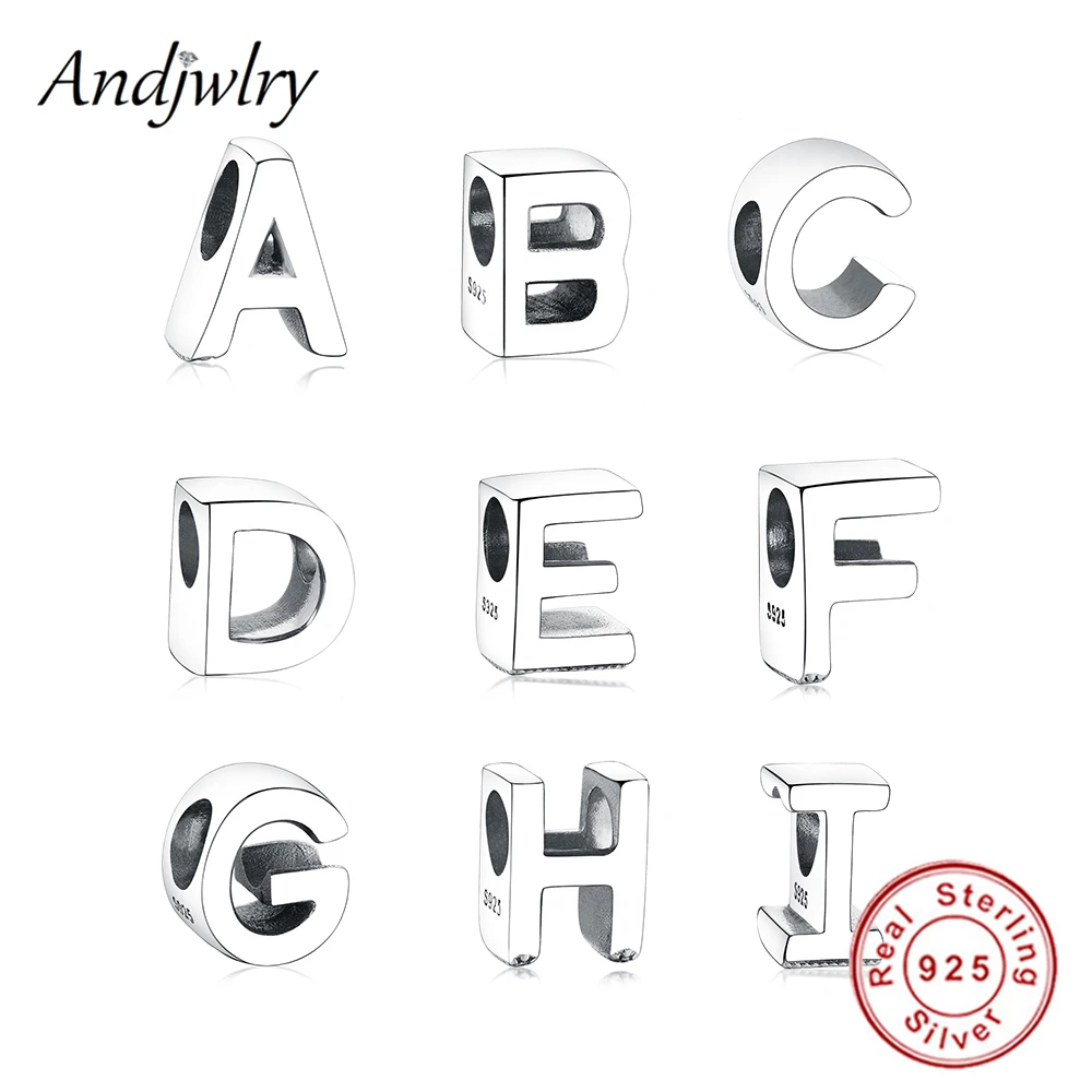 

Fit Original Pandora Charms Bracelet 925 Sterling Silver Letter Charm A to Z Alphabet Bead DIY Jewelry Making DIY Berloque