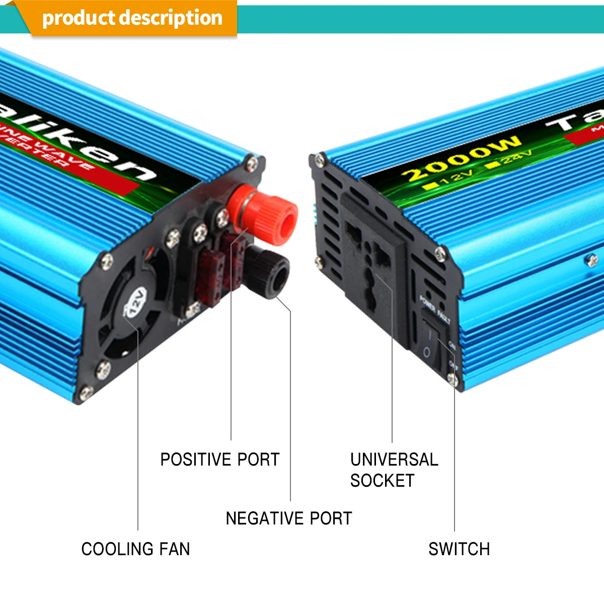 $138.00 2000W Peak Power Inverter DC 12V/24V to AC 220V Auto Portable Charger Converter Adapter Modified Sine Wave Universal Socket