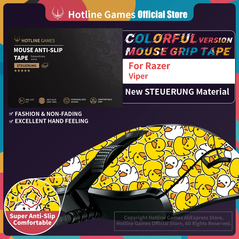 

Hotline Games Colorful Mouse Grip Tape for Razer Viper, Viper 8Khz,Viper Ultimate Wireless Gaming Mouse Anti-slip Tape Pre Cut