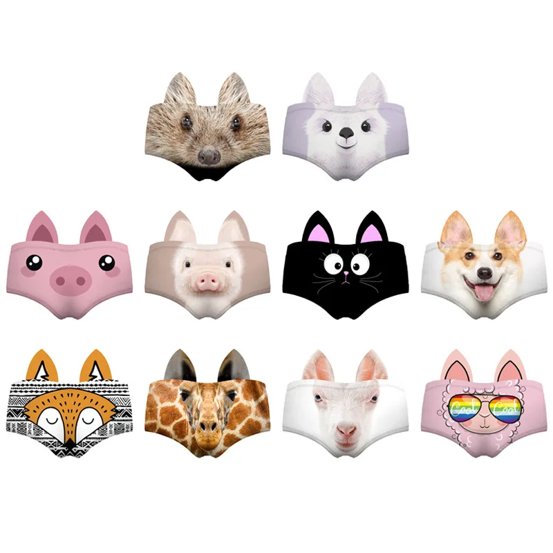 Женские сексуальные трусы с 3D животным котом собакой жирафом лисой Свинкой милое