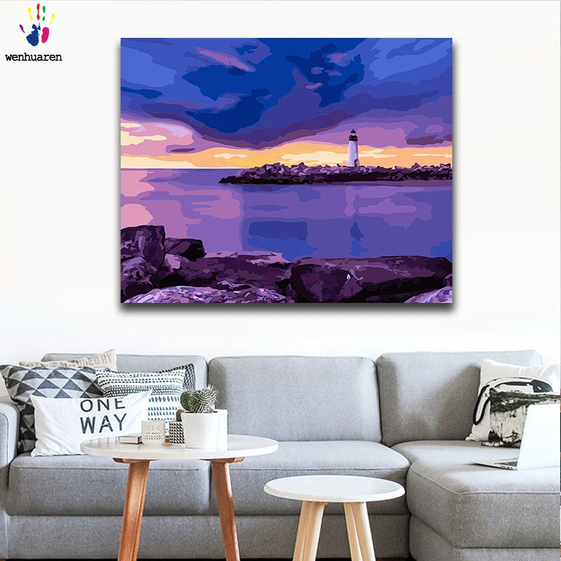 Diy краски по номерам картина живопись с комплектами Ночной пейзаж Красивая