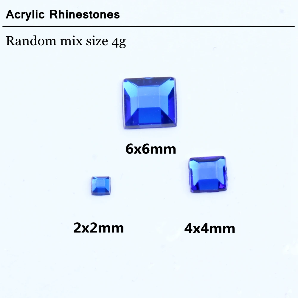 Квадратные Стразы для ногтей 2 4 6 мм разноцветные стразы с плоской задней