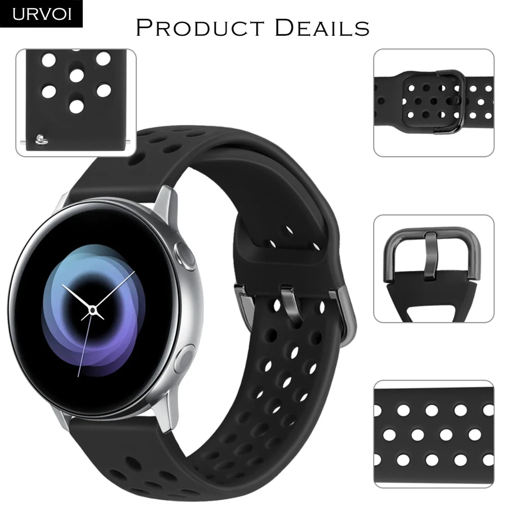 URVOI силиконовой лентой для Galaxy Watch Active/42/46 мм шестерни ремешок для спортивных часов для HUAWEI GT быстроразъемные контакты мягкий сменный 20/22 мм