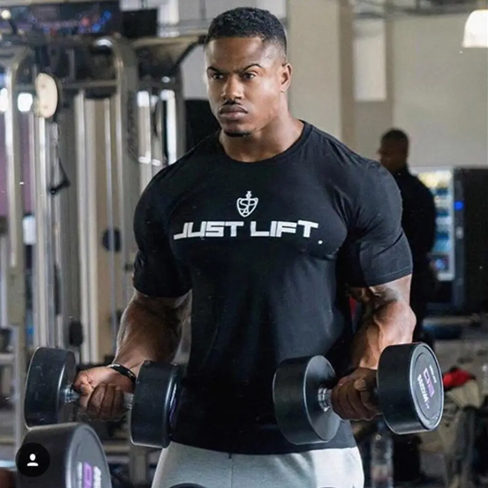 Мужская футболка для бодибилдинга тренажерного зала фитнеса тренировок с