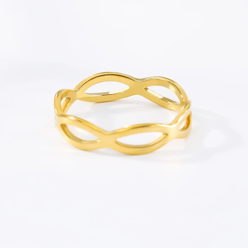 Женское кольцо с золотым кольцом минималистичное соединением розовым золотом