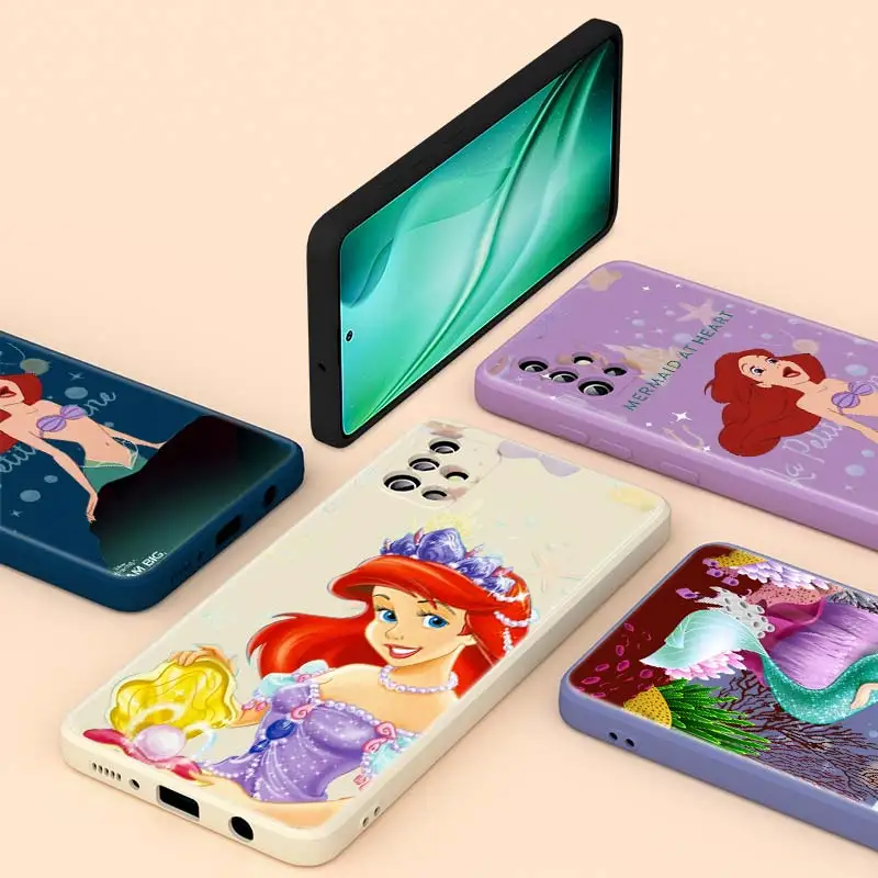 

The Little Mermaid Liquid Silicone For Samsung A91 A81 A72 A71 A52 A51 A50 A32 A31 A20 A30 A21S A20S A02 A01 Phone Case