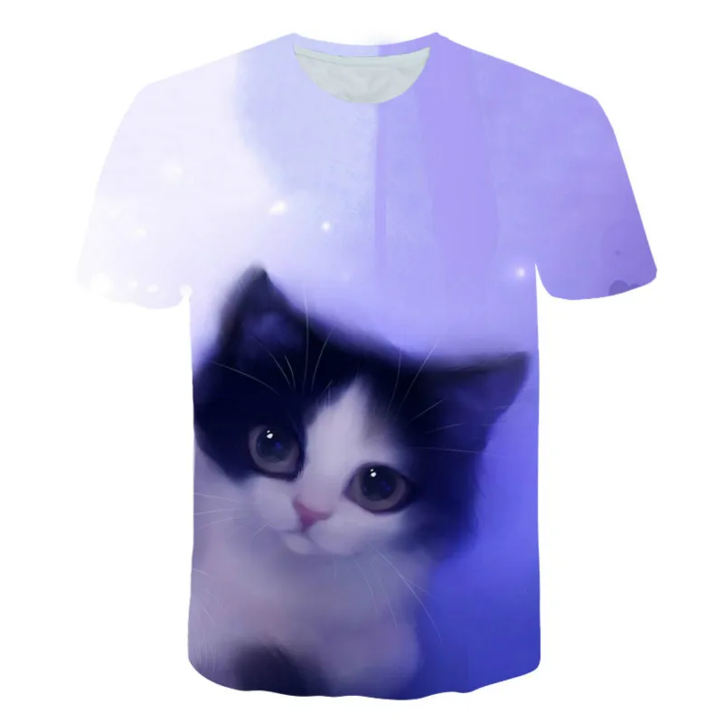 

3d Printing Boy And Girl Summer T-shirt Children's Clothing, Fashion Street Style, Animal Cat Cartoon Pattern T-shirt 2021
