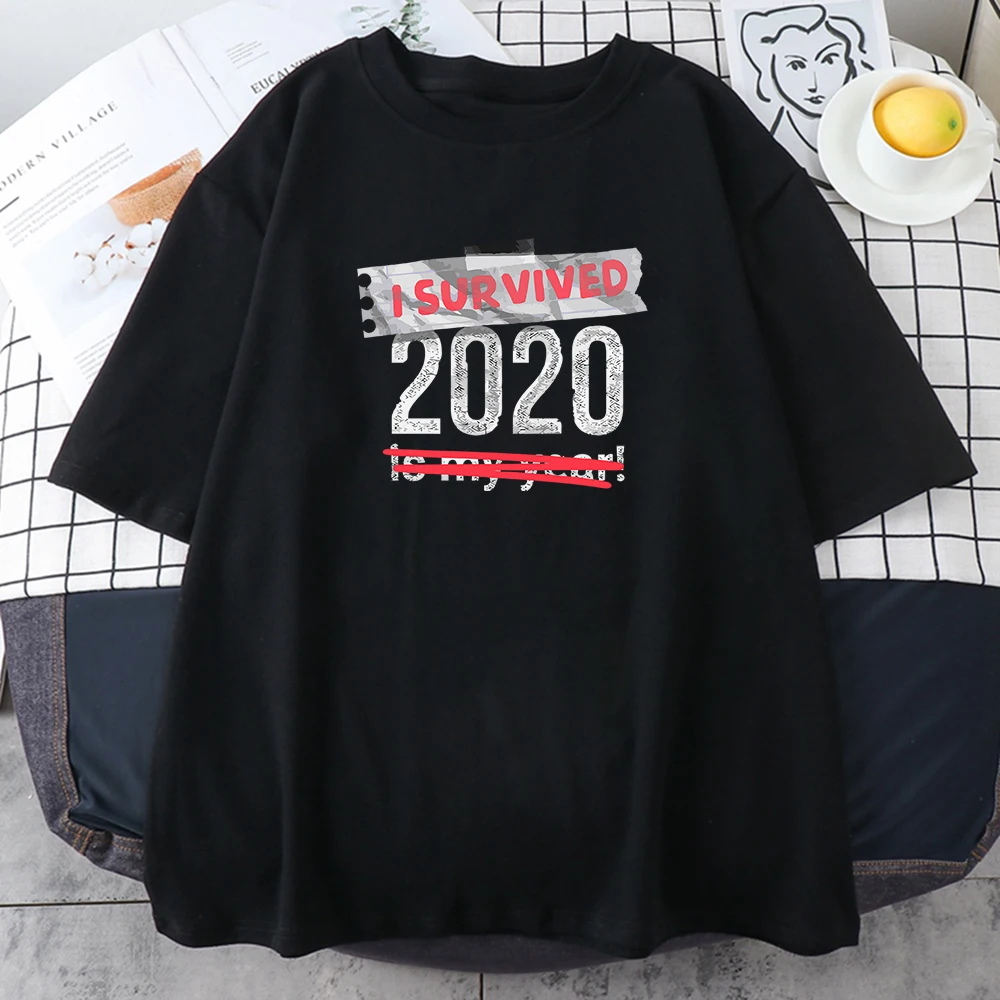 

Women's T-Shirt 2020 I Sur Vived Summer Hip Hop Anime Clothes Letter Printing T Shirt Brand Breathable Sweat Men Clothes