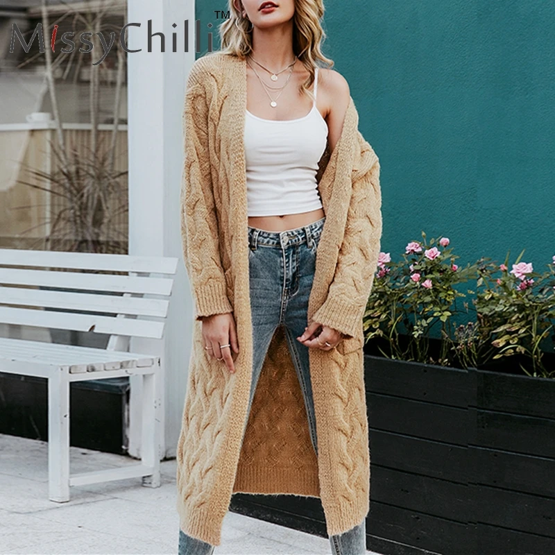 MissyChilli длинный рукав женский свитер кардиган вязаный для улицы элегантный