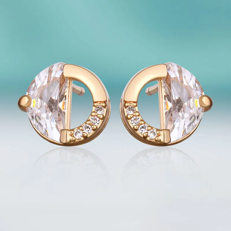 Женские маленькие серьги гвоздики MAIKALE круглые золотистые с кубическим