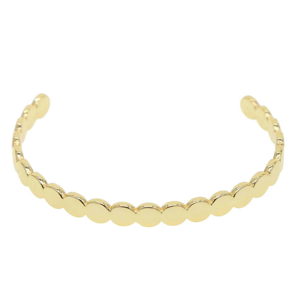 Блестящий Золотой цвет круглая монета блесток манжета браслет Открытый