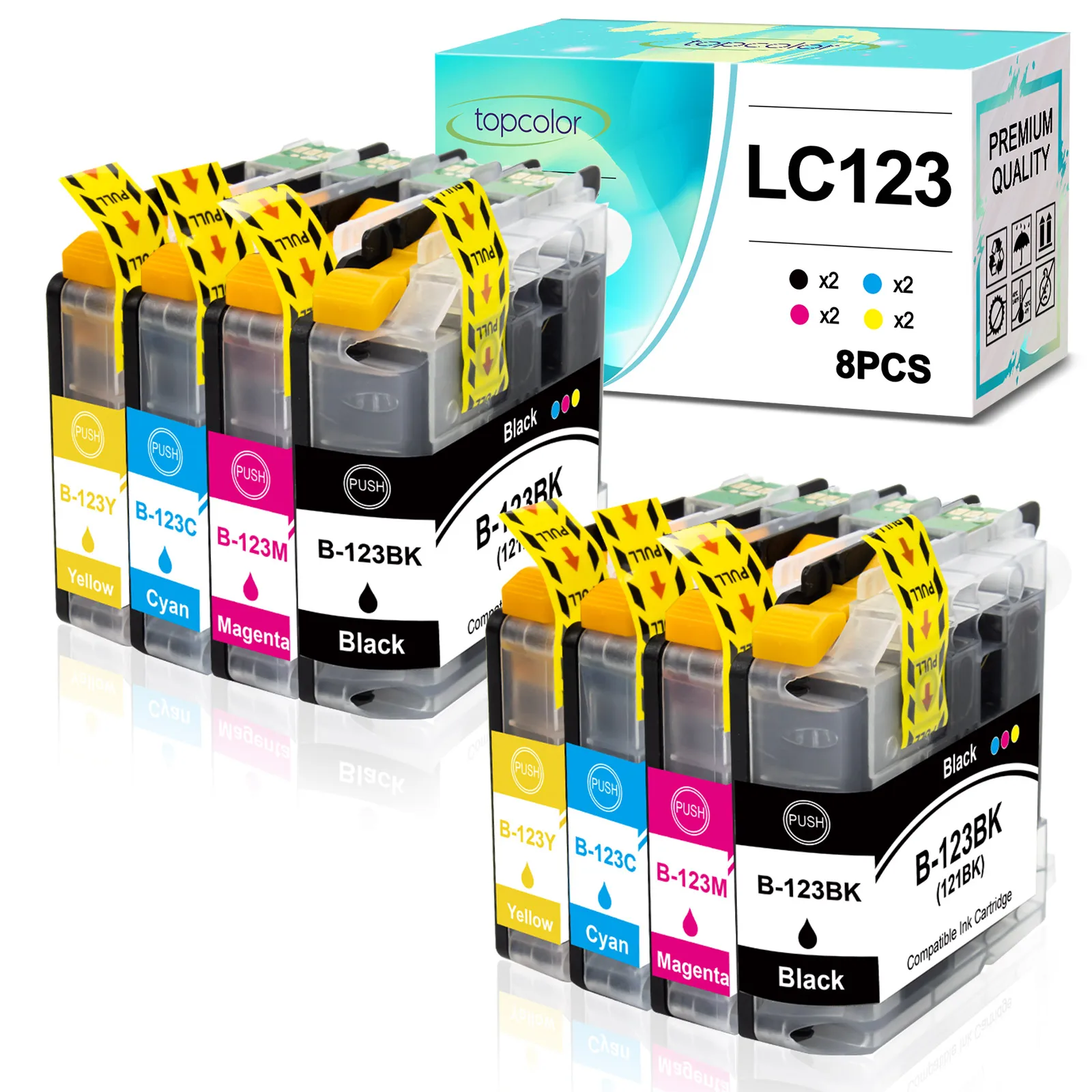 

8PK LC123 Ink Cartridge Compatible Brother LC123 123XL for Brother MFC J4410DW J4510DW J870DW DCP J4110DW J132W J152W J552DW
