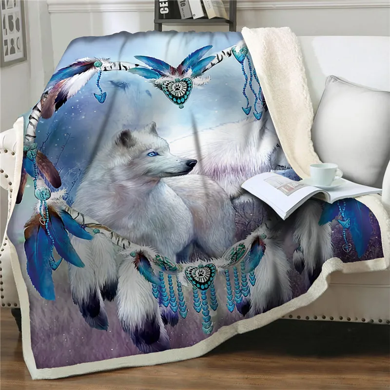 

Толстое одеяло, 3D плюшевое покрывало с волчьим принтом, для кровати, диванов, одеял, украшение для дома, одеяло из шерпы, детские подарки
