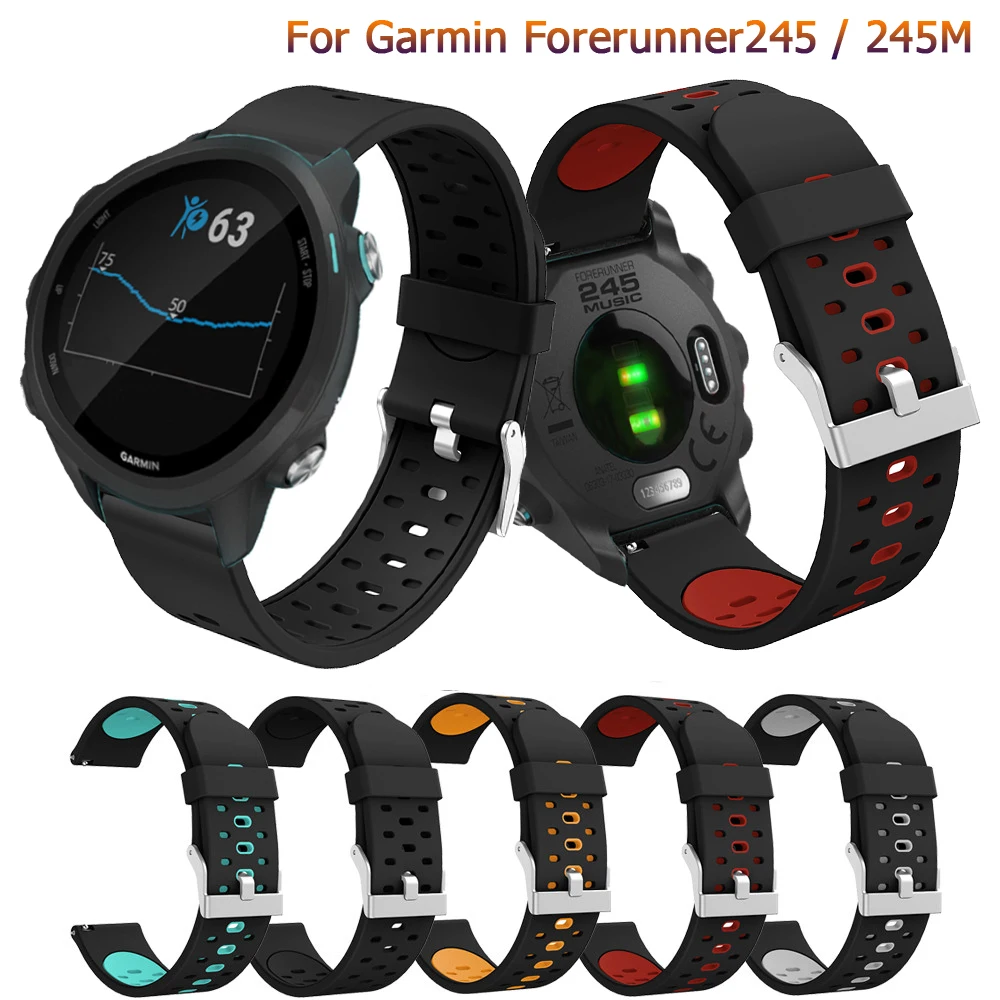 

Fashion 20mm Silicone Wristband Strap For Garmin forerunner 245 Band Replacement Smart Bracelet for Garmin forerunner 245M Watch