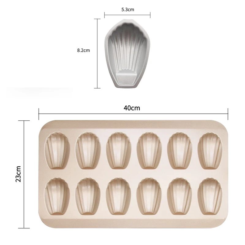 

12 Cavity Shell Cake Pan Madeleine Cookie Mold Non Stick Muffin Cake Mould Stainless Steel Cakes Baking Pans Tray Baking Tools