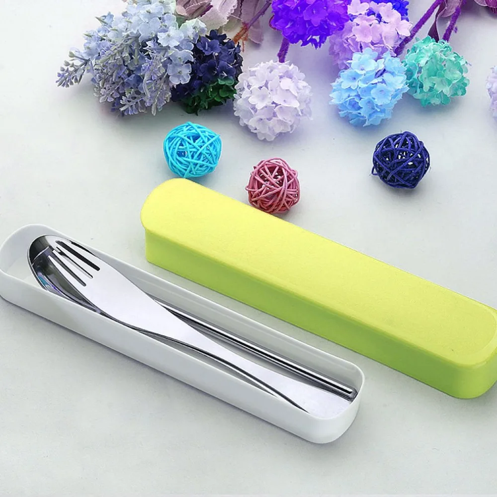 4 шт./компл. Нержавеющая сталь вилка ложка посуда костюмы с ящик для хранения