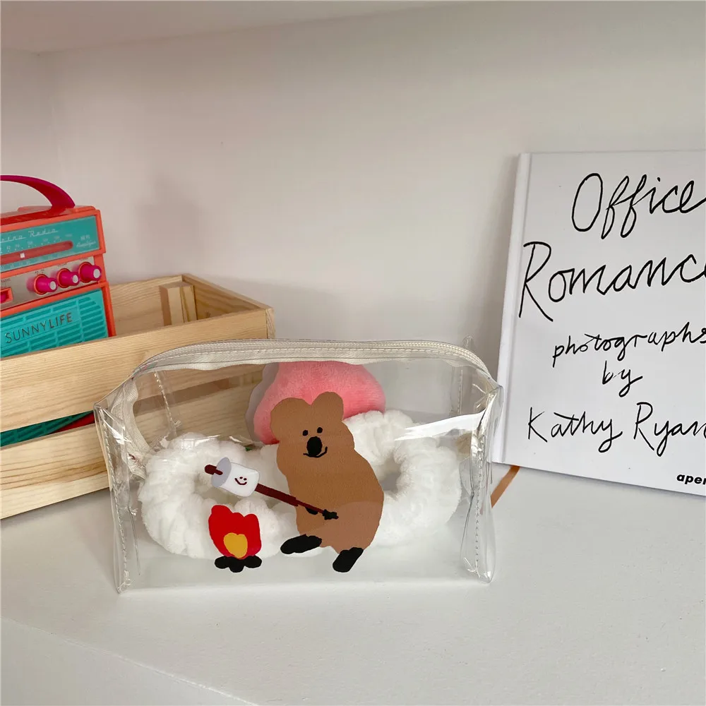 Ins/Носки с рисунком медведя из мультика в горошек Карандаш Чехол прозрачного ПВХ