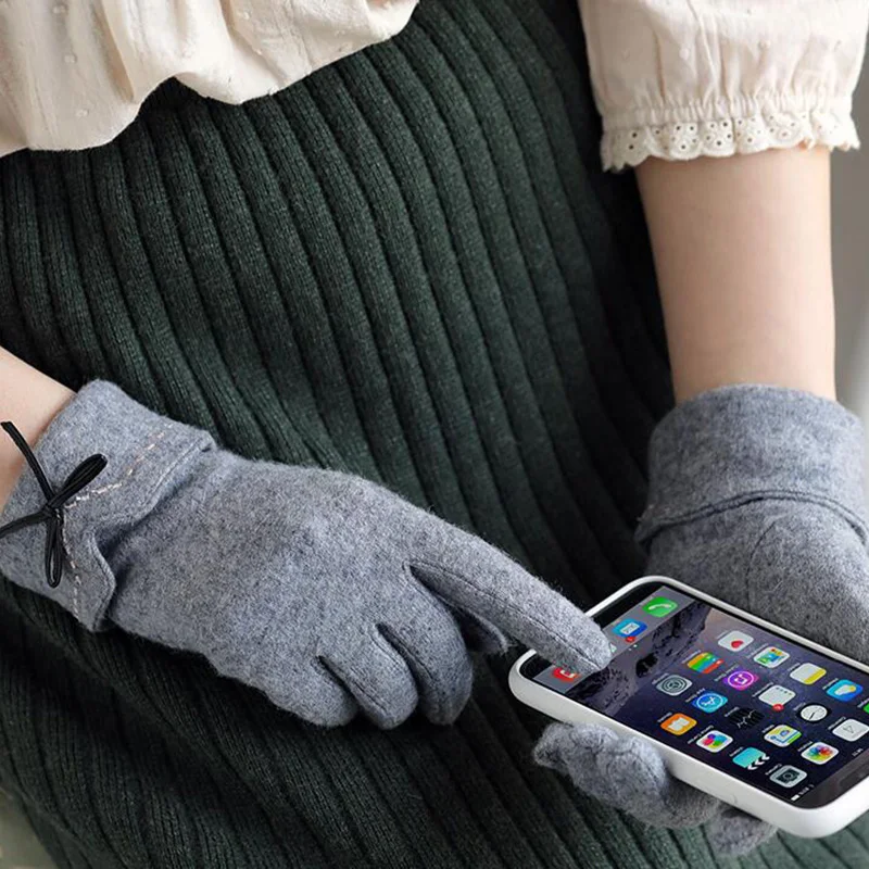 Зимние женские варежки кашемировые перчатки с сенсорным экраном Роскошные