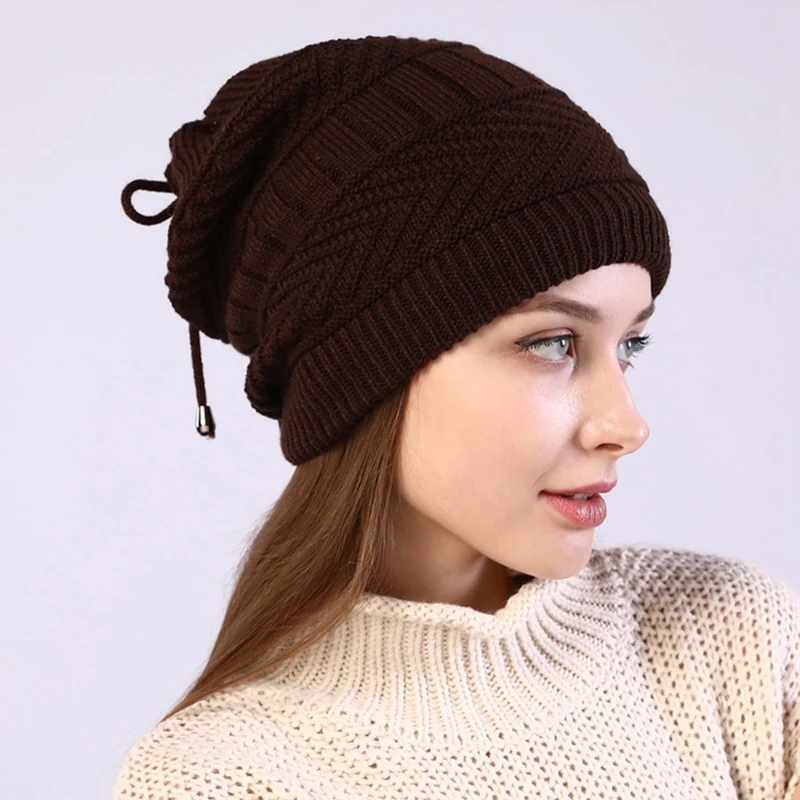 

New Winter Baotou Cap Plus Cashmere Knitted Pullover Cap Bib Knitted Wool Windproof Earmuffs
