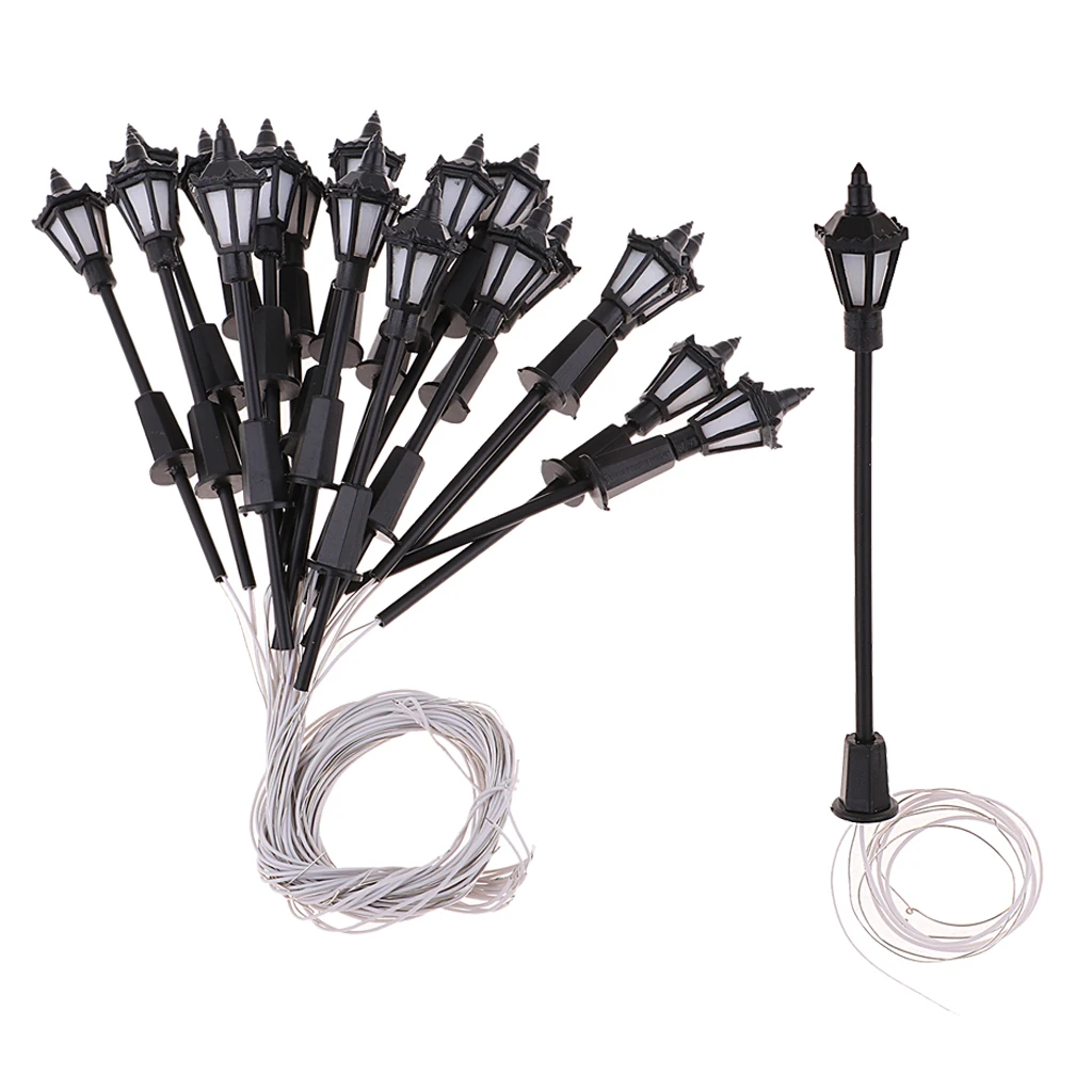 

20pc LED Street Light Lamppost HO Scale for Model Park Scenery Decorations