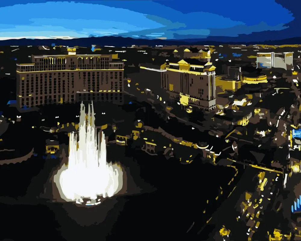 Dropshipping 50x65cm Painting By Numbers DIY Night fountain Landscape Wall Art Picture Acrylic For Wedding Decoration | Дом и сад