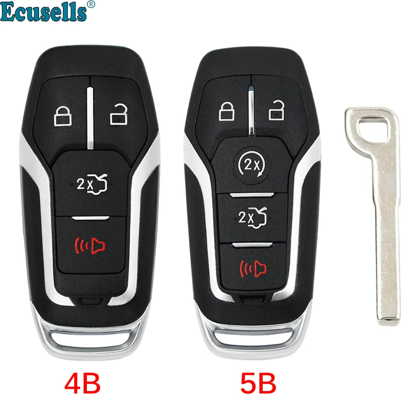

4/5 Buttons Smart Prox Remote Key Case Shell Fob for Ford Fusion Explorer Edge Mustang 2015-2017 M3N-A2C3124330 Uncut HU101