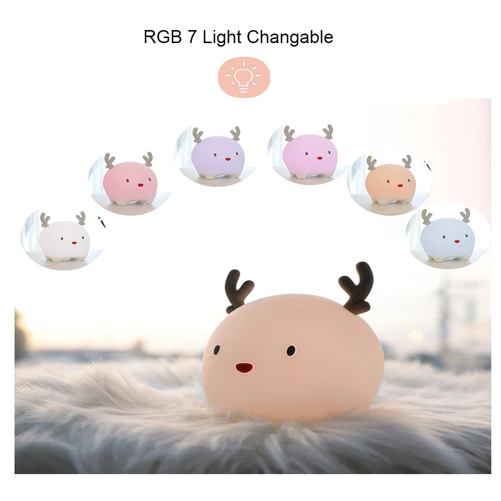 Умная силиконовая лампа в виде оленя сенсорный сенсор Ночной светильник часы