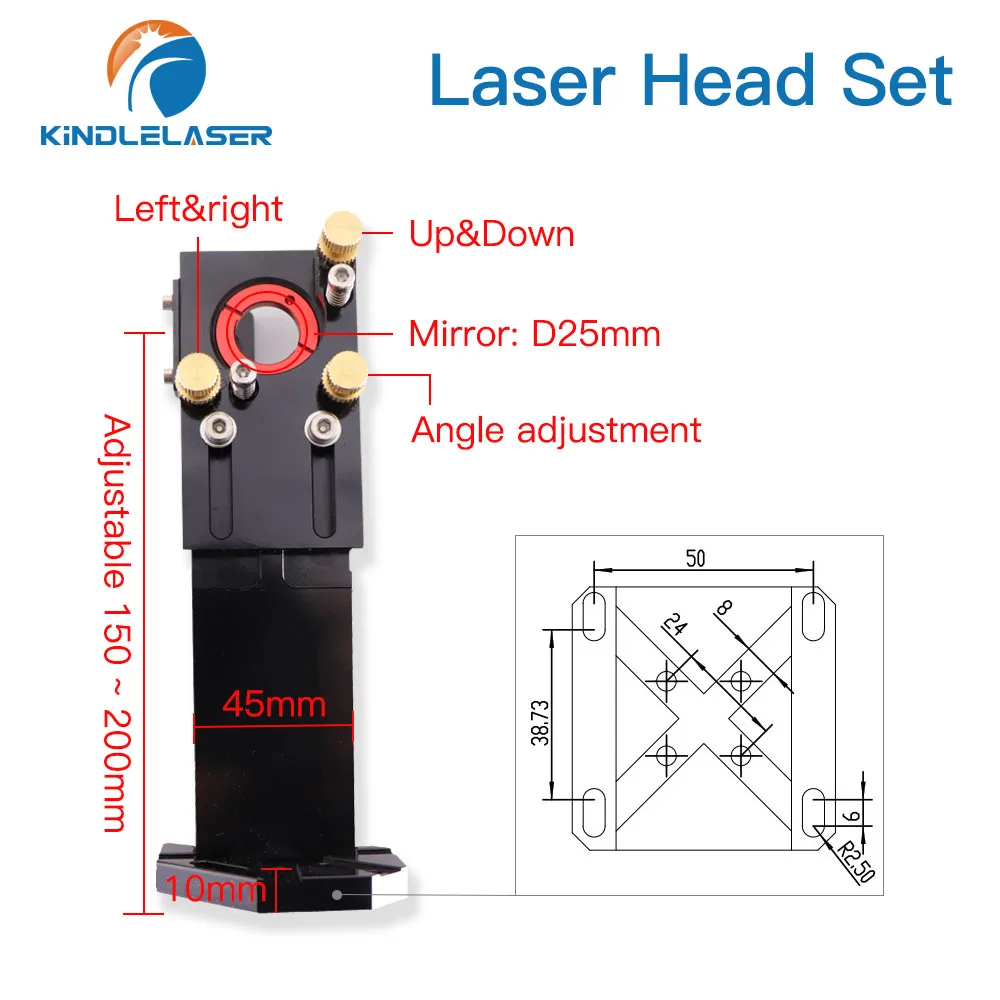 KINDLELASER CO2 Laser Head Set Lens D18 FL38.1 D20FL50.8/63.5/101.6mm Integrative Mount Dia25 Mirror for Laser Cutting Machine enlarge