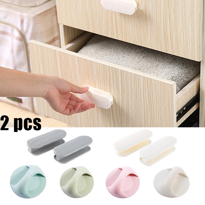 

2Pcs Paste Multi-purpose Handle Home Rectangular Handle Glass Door And Window Sliding Door Push-pull Self Auxiliary Drawer Knob