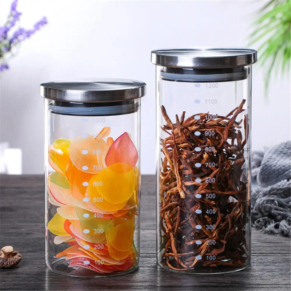 Банка для хранения еды герметичная стеклянная банка с герметичной бамбуковой