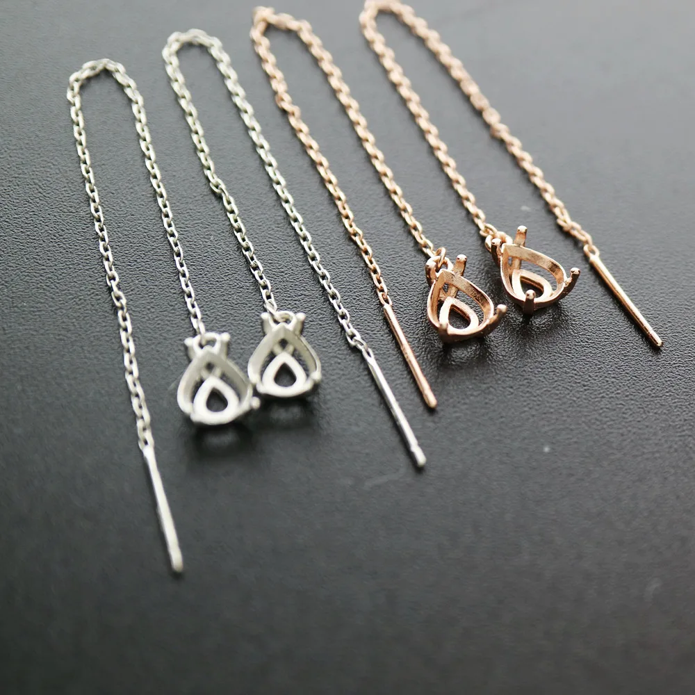 Серьги в форме груши 9 5 см из розового золота однотонные серьги зубца серебра и