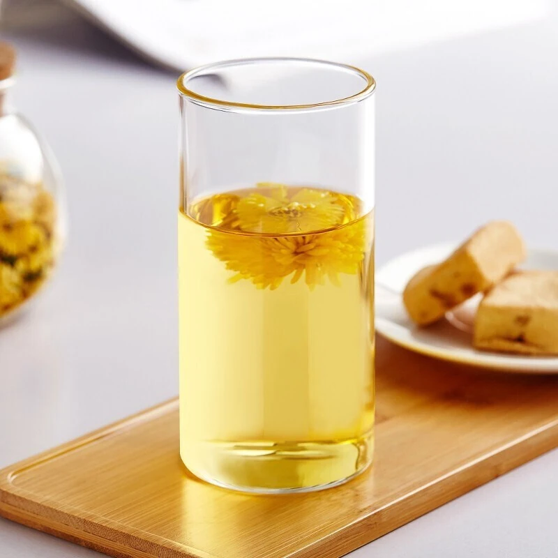 

400ML Heat Resistant Straight Glass Cup Outdoor Camping Home Portable Juice Milk Tea Round Tall Water Glass