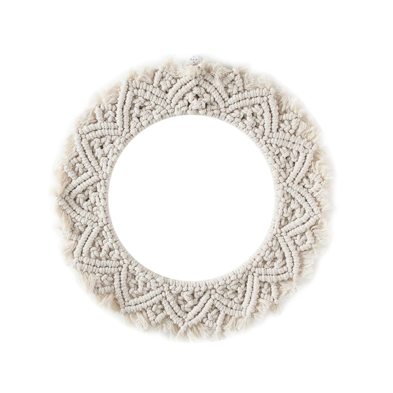 

Mirror Macrames Wall Hanging Round Decorative for Apartment Bedroom Home Decor P31B