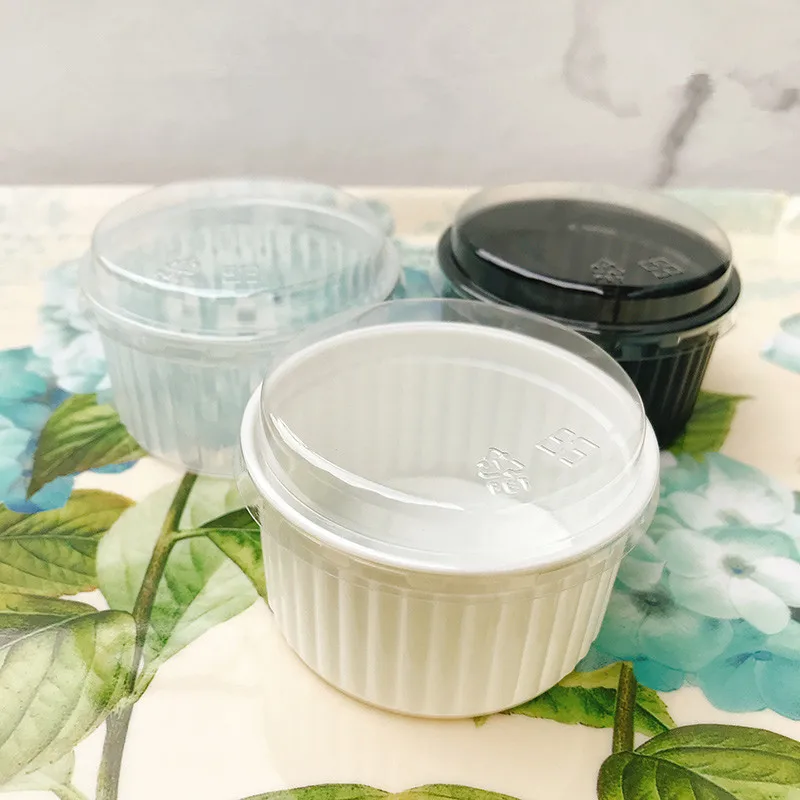 

Круглая пластиковая чашка для пудинга, креативный декор для выпечки, празднования дня рождения, свадьбы, торта, мороженого, с крышкой, 20 шт.