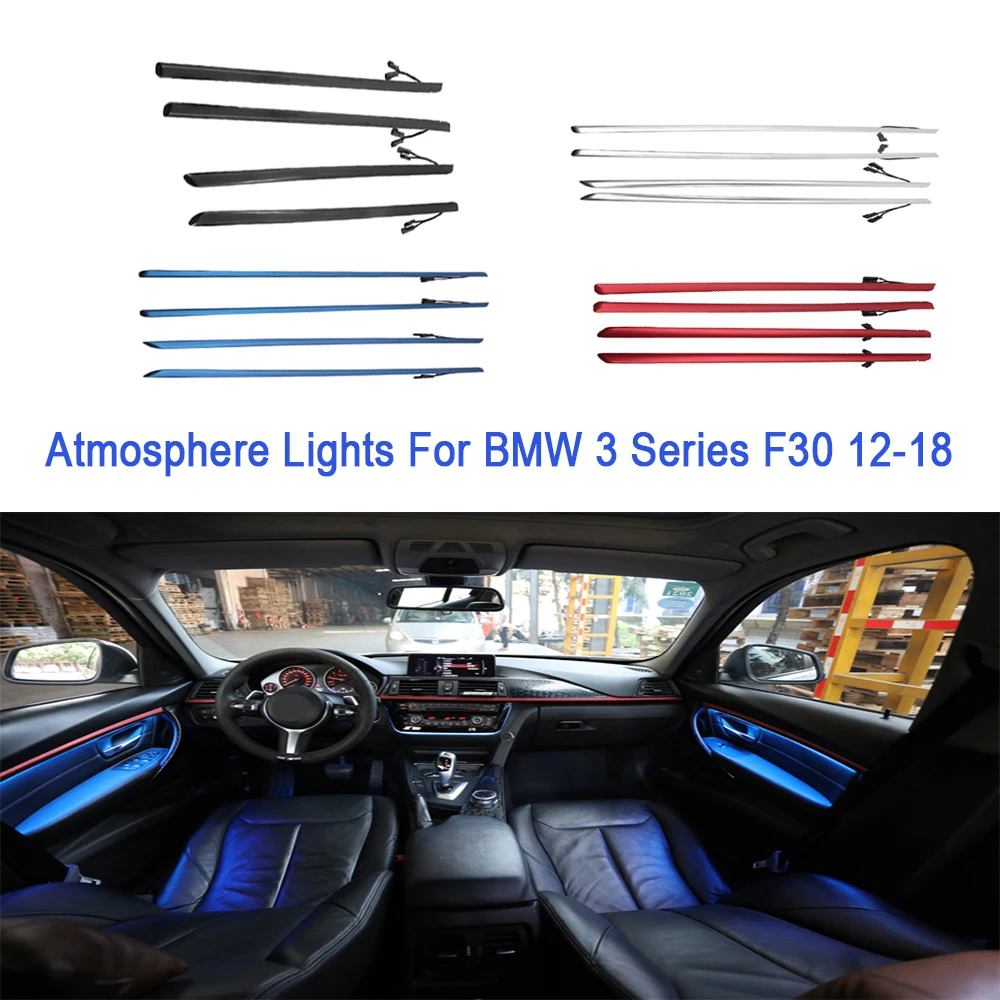 

Four Interior Doors Panel LED Decorative Trims Lights With Blue And Orange Colors Atmosphere Lights For BMW 3 Series F30 12-18