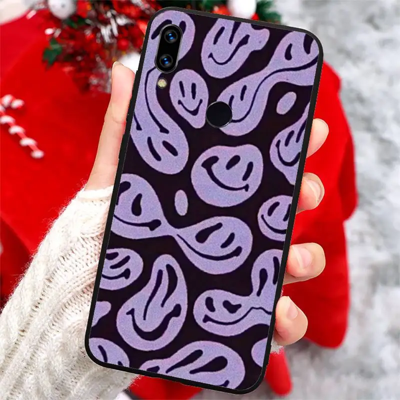 

Blue trippy smiley face Phone Cases For Xiaomi Redmi note 7 8 9 t k30 max3 9 s 10 pro lite