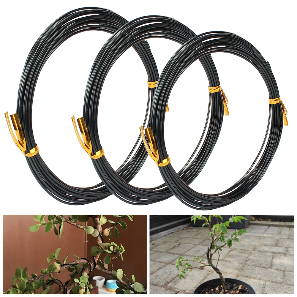 

Bonsai Wires Anodized Aluminum Bonsai Training Wire 3 Rolls Decoration Wire With 3 Sizes(1.0 mm,1.5 mm,2.0 mm) Total 15m (Black)