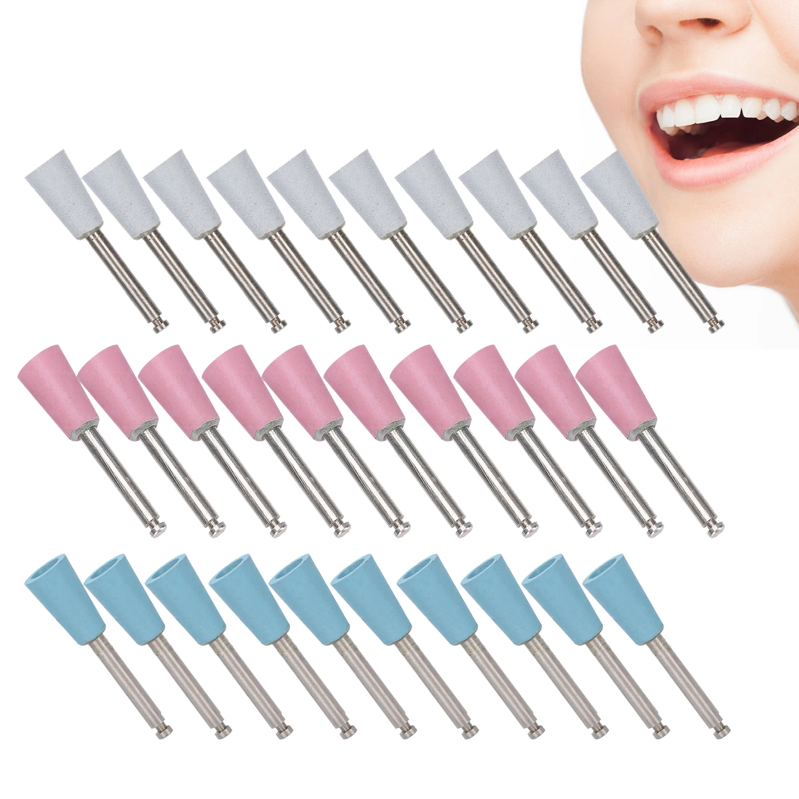 

10pcs Composite Resin Ceramic Natural Tooth Polishing Burs Low Speed Dental Grinding Silicone Polisher Drill Bits Set Cup Shape