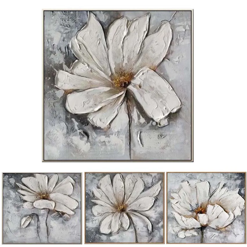 

Красивые большие цветы для украшения дома, ручная работа, картина маслом на холсте, Настенная картина, постер для гостиной, спальни