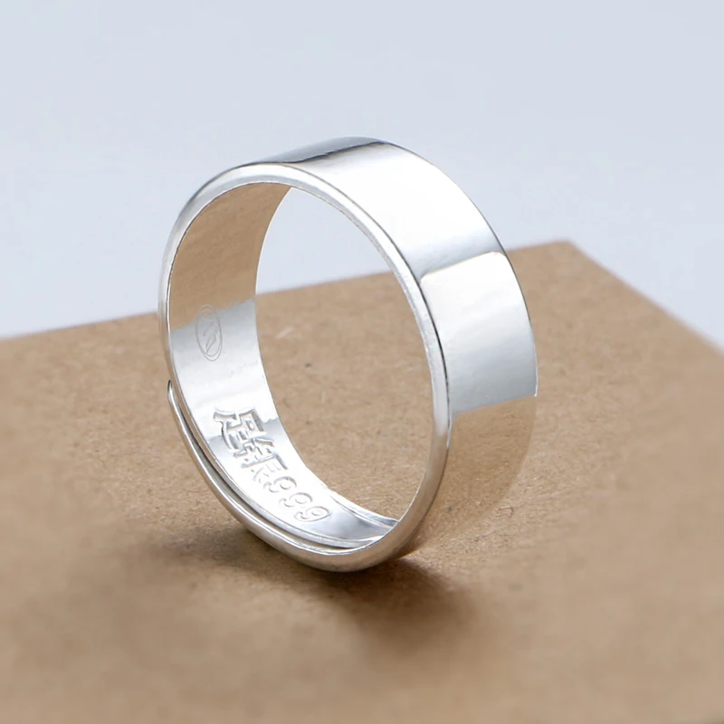 

Real Fine Silver 999 Band Men Women Lover's Smooth Ring Us:4-9