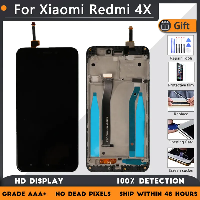 

Для XIAOMI Redmi 4X Оригинальный ЖК-экран в сборе с передним корпусом черный белый с ремонтным инструментом и закаленной пленкой