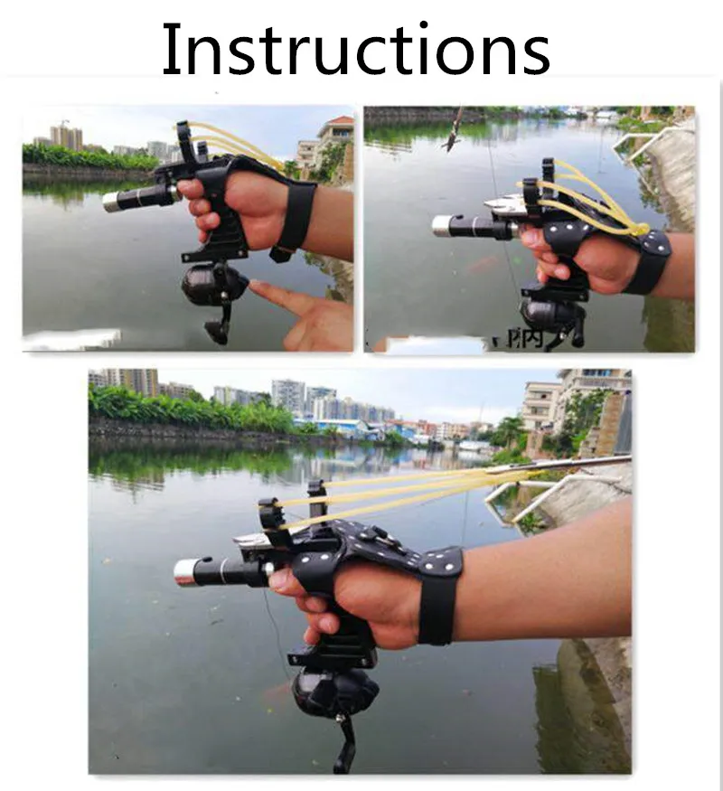 

Hunting Fishing Set Slingshot Hunting Catapult Suit Outdoor Shooting Fishing Reel+Dart+Left Handguard+Rubber Tube Flashlight