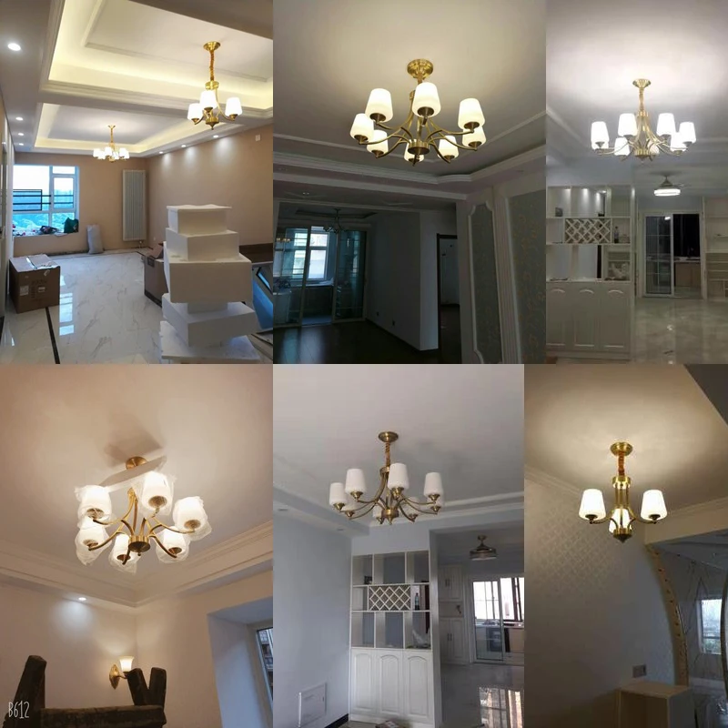 Copper chandelier lighting living room ceiling chandeliers bedroom lustre glass shade brass fixture kitchen copper light | Лампы и