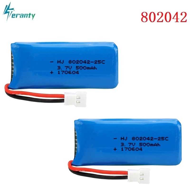 2 шт. 3 7 V 500mah 25c Lipo батарея для Udi U816A U941 U927 H43 wifi818 JXD385 H107 V252 F186 Li po 802042 батареи|lipo