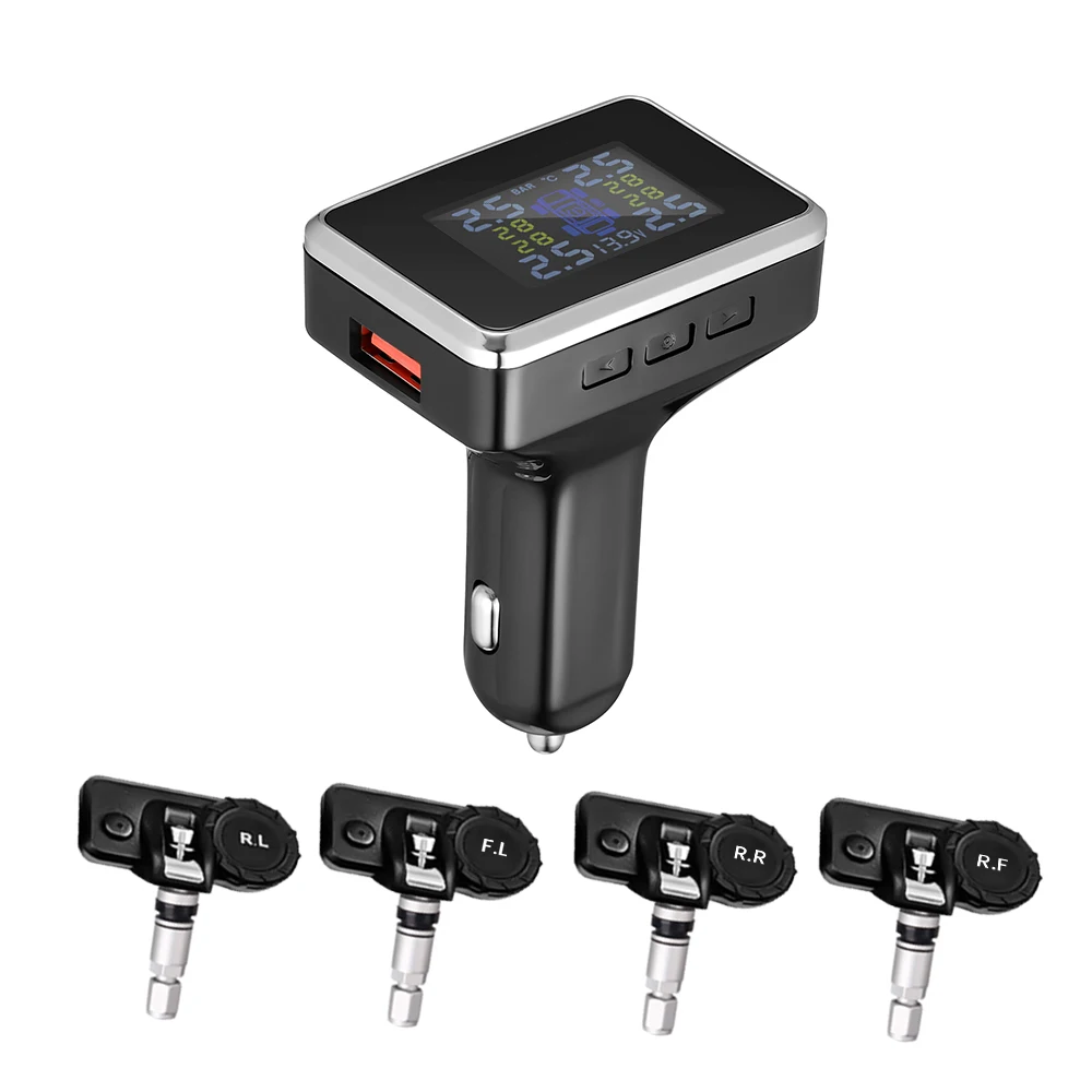 Беспроводная автомобильная система контроля давления в шинах с ЖК-дисплеем 12 В |