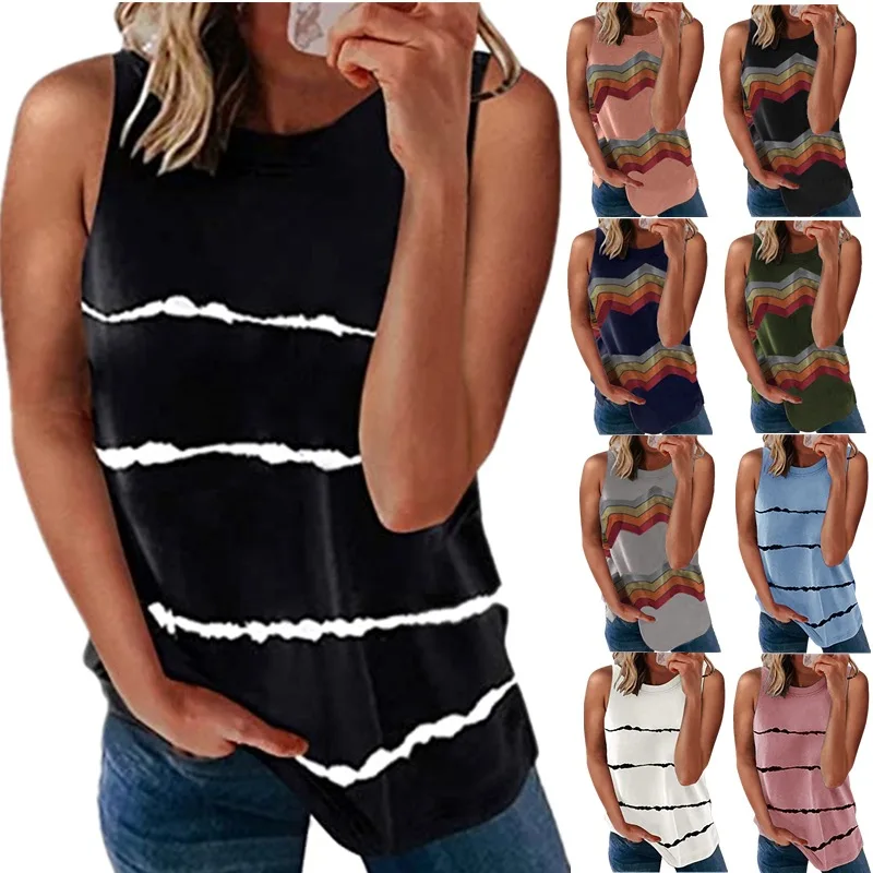 

Tops Women 2021 O-Neck Casual Women T-shirts Plus Size 5XL Women Clothing Fashion Tie-dye Printed Strap T-shirts